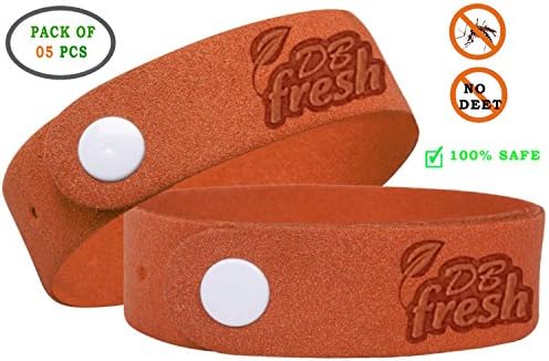 DBfresh Resealable 5 Pack Non Toxic Deet Free All Natural Mosquito Insect Repellent Bracelets / Wristband for Babies, Kids, Toddler &amp; Adults- Best for Home, Garden, Jungle &amp; Outside Camping