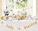 Rose Gold A Baby Is Brewing Banner With Teapot Teacups Pre-strung & A Baby Is Brewing Cake Topper for Tea Themed Baby Shower