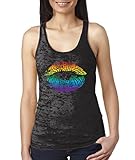 HAASE UNLIMITED WOMENS Rainbow Lips Burnout Racerback Tank Top