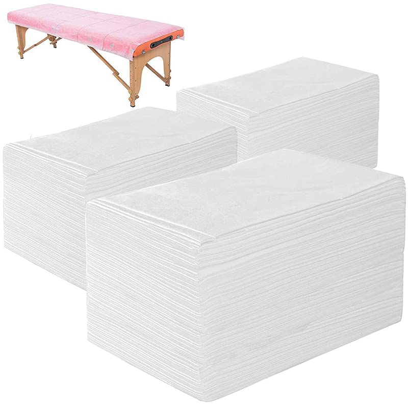 Photo 1 of 150 PCS Massage Table Sheets Disposable Non Woven SPA Bed Cover Breathable Polypropylene Fabric 31" x 70" Thin, Not Waterproof (White)