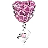 Dazily Pink Love Letter Dangle Charm 925 Sterling Silver Charms Cubic Zirconia Charm for Bracelets Necklaces Valentine's Day Gift Birthday Gift Jewelry for Women Girl