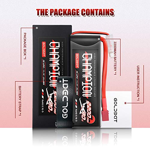 GOLDBAT Champ Rc Akku 3S Lipo Battery 11.1v 80c 2200 RC Lipo Battery Pack with T Deans-Plug for RC Quadcopter Drone… – Bild 7