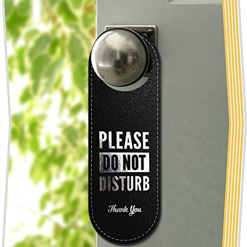Do Not Disturb/Please Make Up Room Hotel Door Hanger, 2 Pack, Executive Quality Door Hanger, Eco Leather Hotel Style