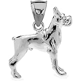 Claddagh Gold Sterling Silver 3D Boxer Dog Charm Pendant