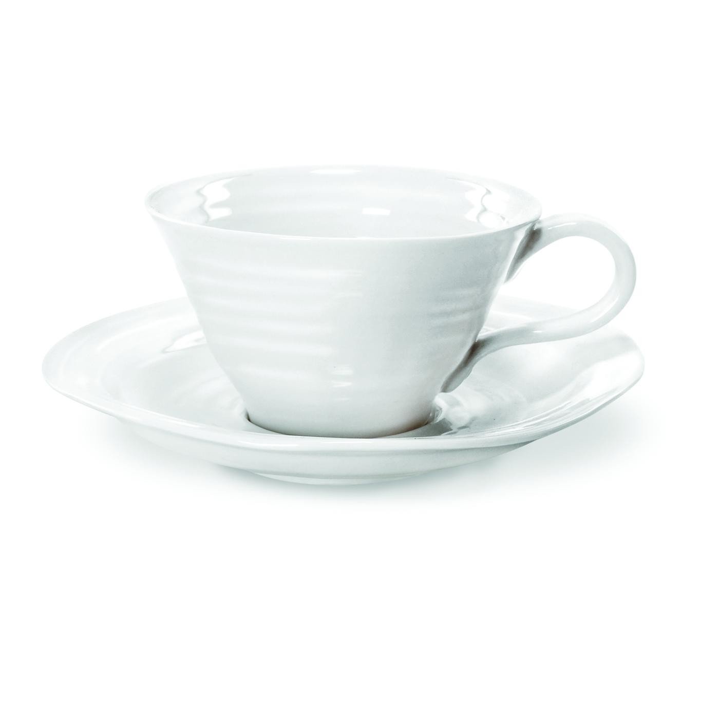 Portmeirion Sophie Conran Tea Cup and Saucer, Porcelain, White, 17 x 17 x 7.5 cm