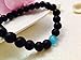 Cat Eye Jewels Natural Black Matte Agate Onyx Stones Bead Bracelet with Blue Semi-Precious Water Drop Stones Stretch Bracelet (H61)