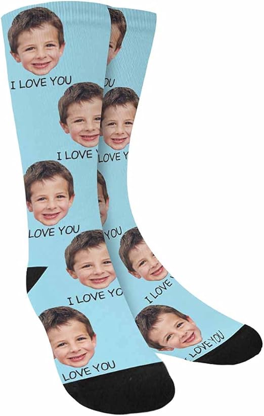 YesCustom Custom Face Socks with Text, Personalized Socks with Photo
