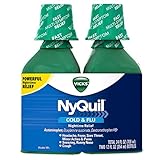 Vicks NyQuil Cold and Flu Nighttime Relief Original Flavor Liquid Twin Pack, 2 x 12 Ounce