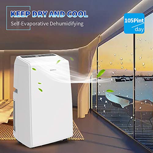 Shinco 14000 BTU Portable Air Conditioner Unit + 11000 BTU Heater, Cool Fan Quiet Dehumidifier Rooms Up to 500 Sq.Ft. LED Display, Remote Control, White