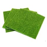 HUELE 3 PCSLife-like Fairy Artificial Grass Lawn 12''x 12'' Miniature Ornament Garden Dollhouse