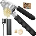GORILLA GRIP Garlic Peeler and Press Set, Heavy Duty Mincer, Black | Large Chamber for Cloves, Soft Comfortable Handle, Easil