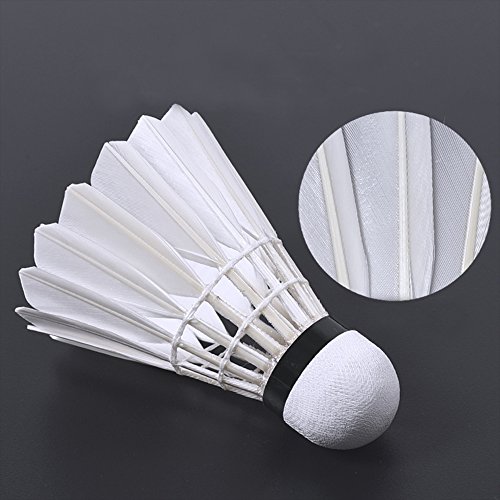 WHIZZ Badminton Shuttlecocks,12-Pack Goose Feather Badminton Birdies Balls with Great Stability and Durability for Indoor/Outdoor Sport Training Games ,White