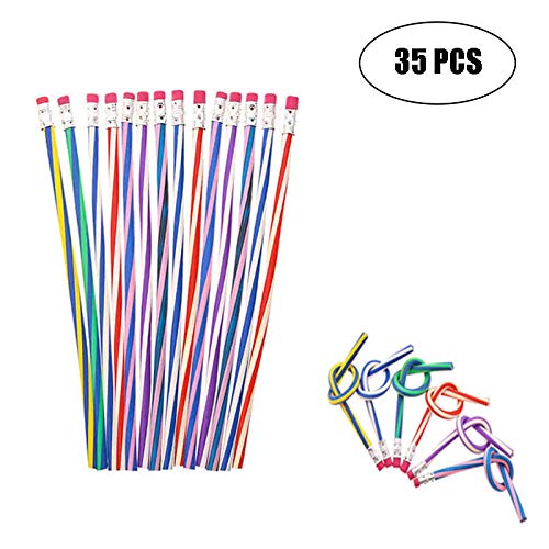 35 PCS Flexible Soft Pencil Magic Bend with Eraser for Children Writing Gift School Fun Equipment