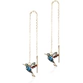 1-3Pairs Cute Flying Hummingbird Drop Earrings Long Tassel Flyer Rhinestone Bird Crystal Dangle for Women Girls Elegant Jewelry
