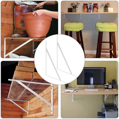 Heavy Duty Shelf Brackets 15.7x9.8 inch White Shelving Bracket Wall