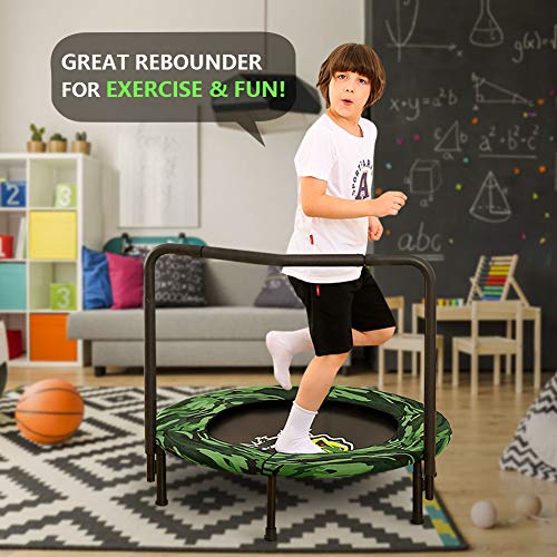 36-Inch Dinosaur Mini Trampoline for Kids with Handle, Foldable