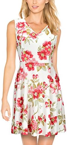 Elywish Women's Summer Casual Fit and Flare Sundress Floral Party Skater Dress