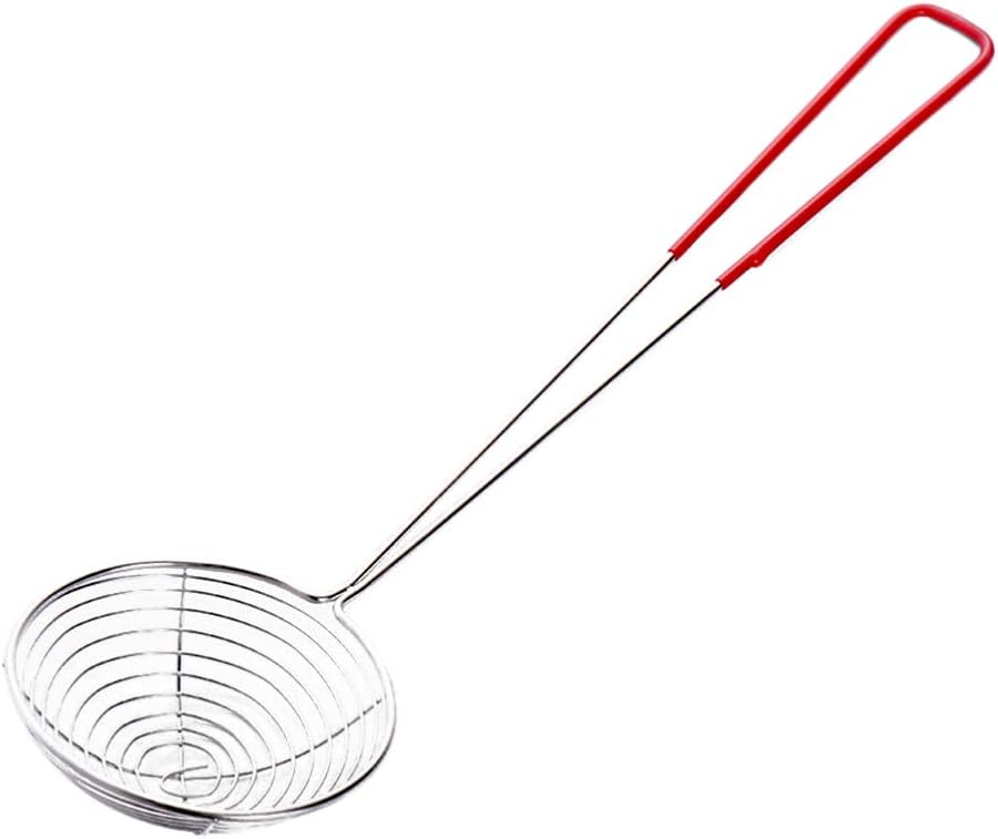 Hemoton 6Pcs Skimmer Slotted Spoon Boba Pearl Scoop Strainers Colander Stainless Steel Slotted Spoon Kitchen Strainer Ladle for Kitchen Frying Food Pasta Spaghetti Noodle