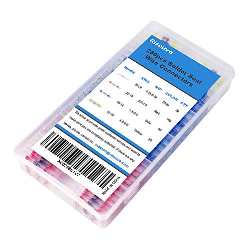 Riseuvo 230pcs Solder Seal Wire Connector - Heat Shrink Butt Connectors, Waterproof Insulated Electrical Butt Terminals, Wire Splice for Automotive Marine Boat Truck Trailer Wiring - Thumbnail 6