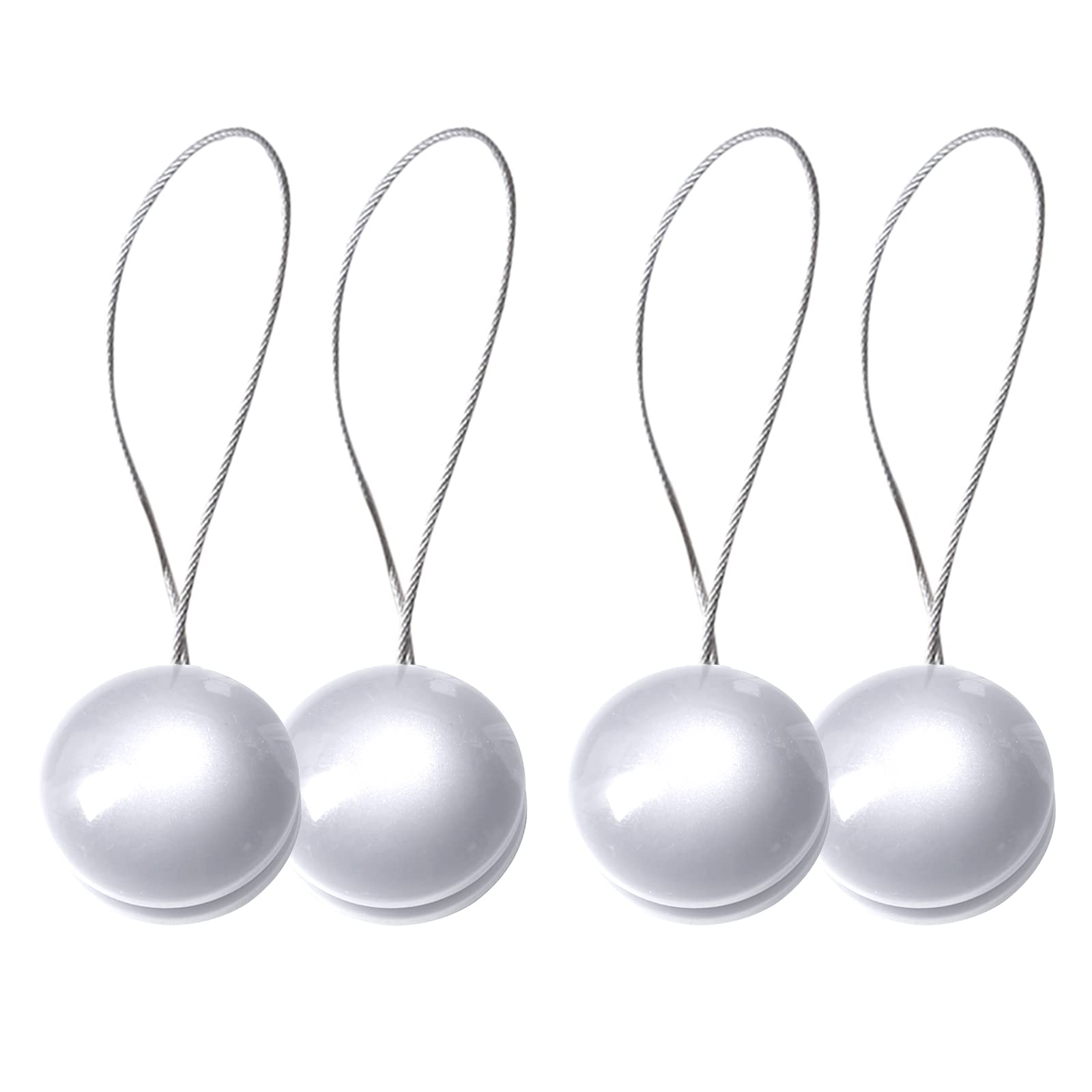 SPDYCESS 4 Pack Magnetic Curtain Tiebacks, Cat-eye Decorative Curtain Buckle Decorative Rope Holder for Home Office Hotel Window(Silver)