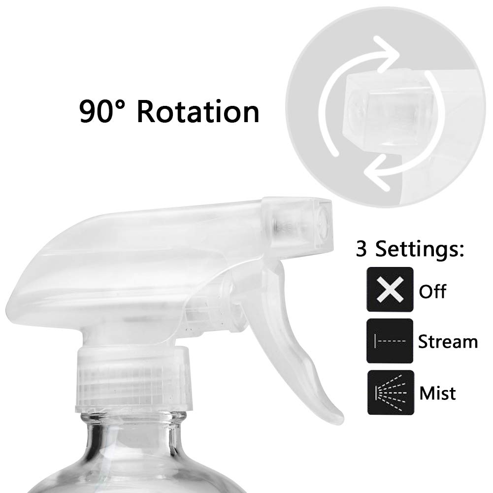 Glass Spray Bottles Empty 16oz Boston Round Bottle Refillable Container for Essential Oils with Funnel Lables Cleaning Products Aromatherapy Lotions Liquid Soaps (WhiteWhite)