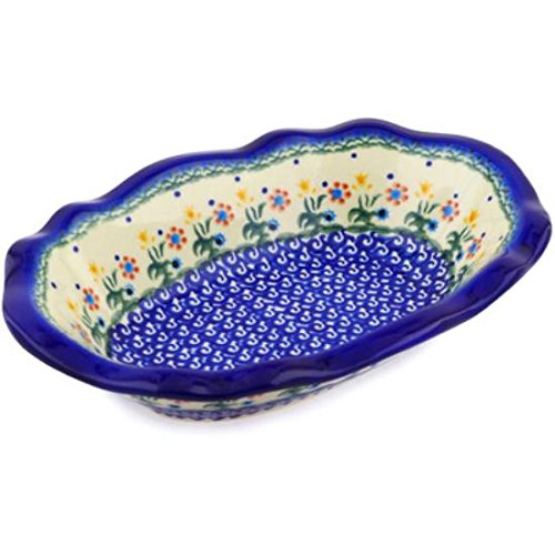 Click Here to See More Images Ceramika Bona H3624E Polish Pottery Ceramic Oval Bowl Hand Painted, 11-Inch