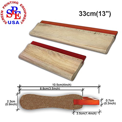 TECHTONGDA 33cm 13" Oiliness 75Durometer Screen Printing Squeegee Wood Handle Blade Ink Scraper Rubber Tools