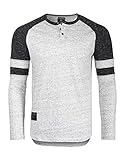 ZIMEGO Men's Long Sleeve Athletic Contrast Stripes Arm Raglan Henley