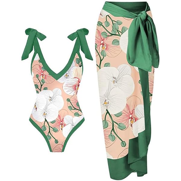 Placed Women's One Piece Swimsuit with Matching Cover Ups