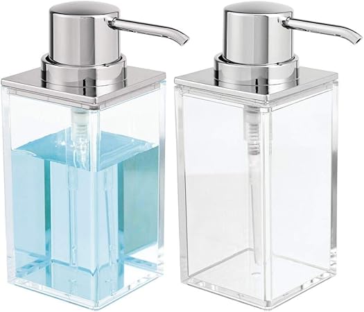 Dispenser di sapone schiumogeno, 450 ml, riutilizzabile, moderno, quadrato, per shampoo, bagnoschiuma, sapone liquido, dispenser di sapone vuoto in plastica PETG per cucina, bagno, ospedale, clinica