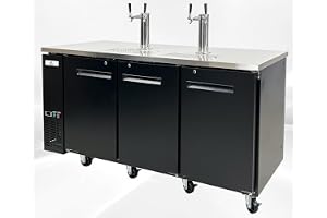 cooler depot Beer Keg Dispenser Kegerator 72" width,2 Tower, Four Tap - Black, (3) 1/2 Keg Capacity