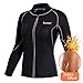 Junlan Neoprene Sanua Hot Body Shapers Sweat T-Shirts Fitness Suit Workout Gym Yoga Sports Slimming Corset Long Sleeve for Women (Black Sauna Suit, XL)