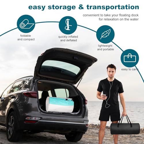 Bsteciar Floating Inflatable Platform, Swimming Pool Buoy for 3-5 People, Inflatable Pool Mattress Floating Island Dock for Lake, Sea, Pool and Ocean