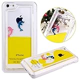 iphone 5c case , liquid case for iphone 5c , Appmax Cool 3D Aquarium Cute Dolphins Flowing Case for Apple iPhone 5C ,5C Phone Case Clear Hard-Yellow