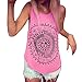 Tloowy Women Casual Tank Tops Sleeveless Shirt Sun Printed Vest Tee T-Shirt Plus Size Summer Blouse (Hot Pink, XXXL)