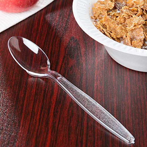 Netko Clear Plastic Tea spoons - Heavyweight Disposable Cutlery Utensils 300 Pack