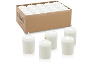 Amusaer White Votive Candles, 20 Packs Unscented Wax Candles for Wedding, Party & Home (15 Hour), 1.5''D x 2.25''H