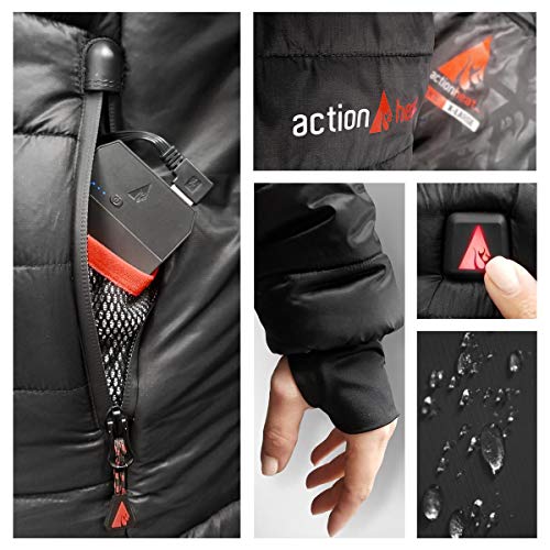 image for ActionHeat 5V Battery Heated Long Puffer Jacket for Women w/Faux-Fur H