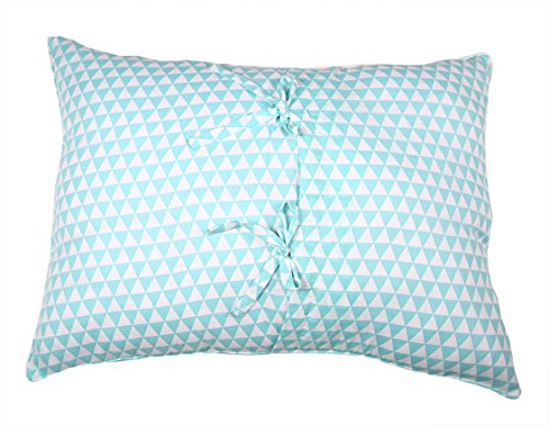 Bacati Aztec/Tribal Triangles 3 Piece Cotton Breathable Muslin Toddler Bedding Sheet Set, Aqua/Navy, Small