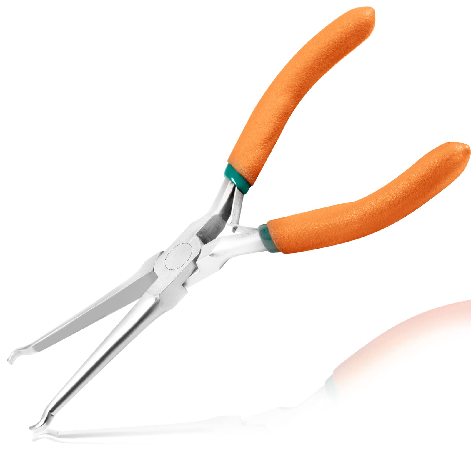 LEONTOOL 6-Inch Hose Grip Plier Small Offset Spark Plug Boot Removal Pliers 1/5 Inch Diameter Long Reach Nose Ring Pliers for Spark Plug Boots and Removing Small Hoses