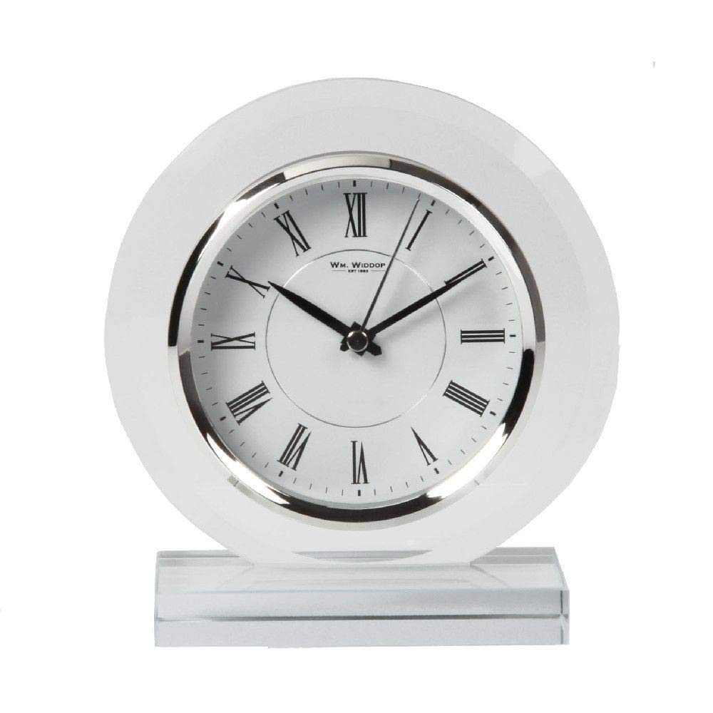Stylish Wm. Widdop Classic Glass Case Mantel Table Desk Quartz Clock