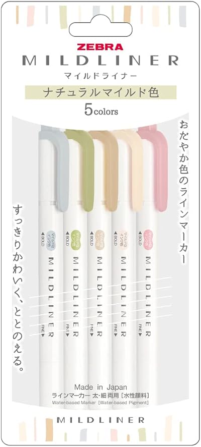 Zebra Mildliner Fluorescence Pen Natural Mild Colour WKT7-5C-NTC