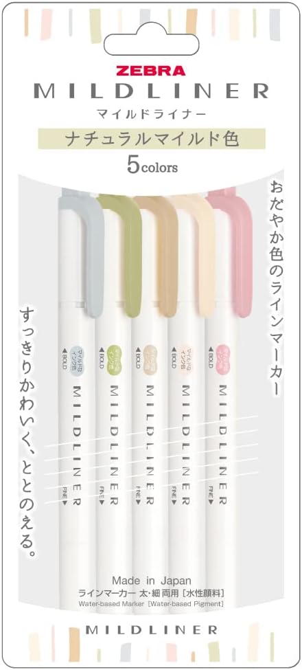 Zebra Mildliner Fluorescence Pen Natural Mild Colour WKT7-5C-NTC