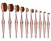 Beauty Kate Oval Makeup Brush Set Diamond Mermaid Toothbrush Makeup Brushes 10pcs Cosmetics Brushes Set (Rose Gold) - Professional Concealer Brush Foundation Brush