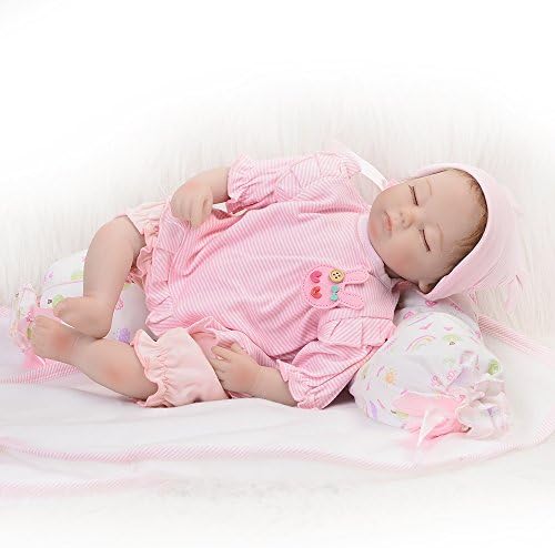 17''/42 cm Soft Silicone Reborn Baby Dolls That Look Real Lifelike Realistic Babies Girl Toy Lovely Doll Kids Birthday Gift (closed eyes)