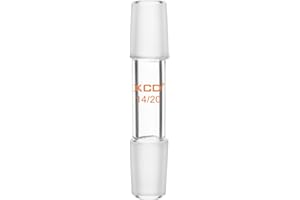 XCD Straight Adapter with 14/20 Joint, Borosilicate Glass Adapter 30 mm Between 2 14/20 Ground Inner Standard Taper Joints, S