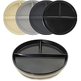 9" (4PCS) Unbreakable Divided Plates for Kids Adults:Dishwasher & Microwave Safe Compartment Plate, Lightweight Reusable Plastic Portion Control Plates, BPA Free and Healthy