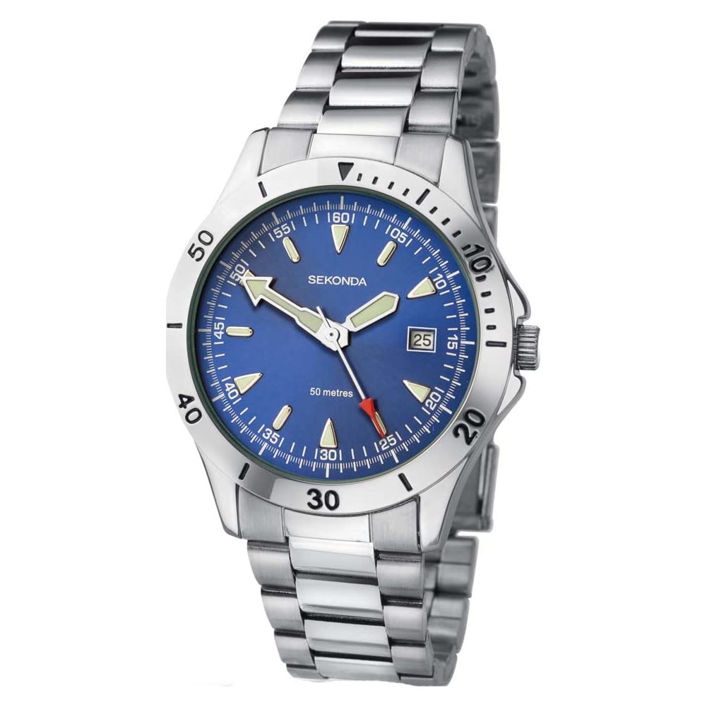 Sekonda Gents Blue Dial Silver Stainless Steel Bracelet Watch 3279