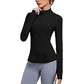 Zyrulix Women's Athletic Full Zip Lightweight Workout Jacket With Pockets Running Yoga Sportwear With Thumb Holes