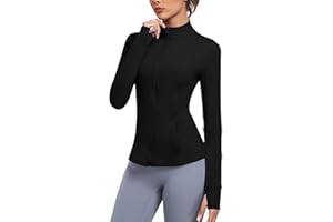 Zyrulix Women's Athletic Full Zip Lightweight Workout Jacket With Pockets Running Yoga Sportwear With Thumb Holes